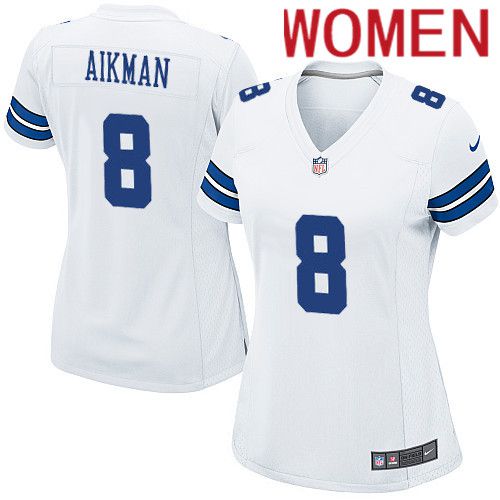 Women Dallas Cowboys 8 Troy Aikman Nike White Team Game NFL Jersey
